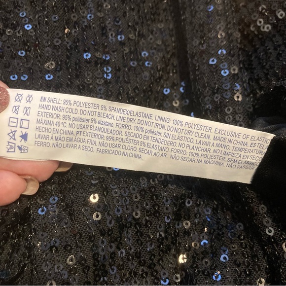 Forever 21+ Glam Black Sequin Long Sleeve Wrap Dress, Sz 2x 18/20 - Picture 14 of 14